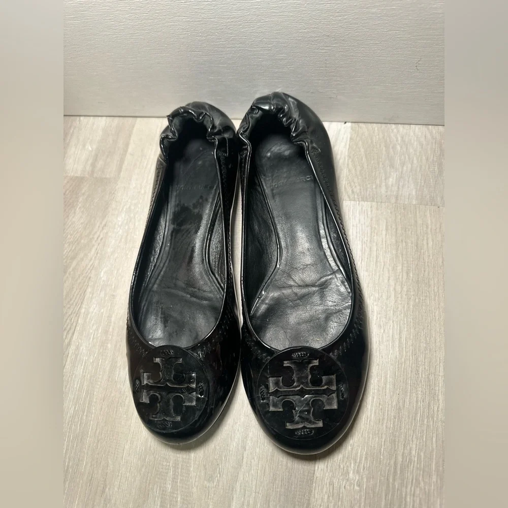Tory Burch Minnie Travel Ballet black Flats women Sz 5